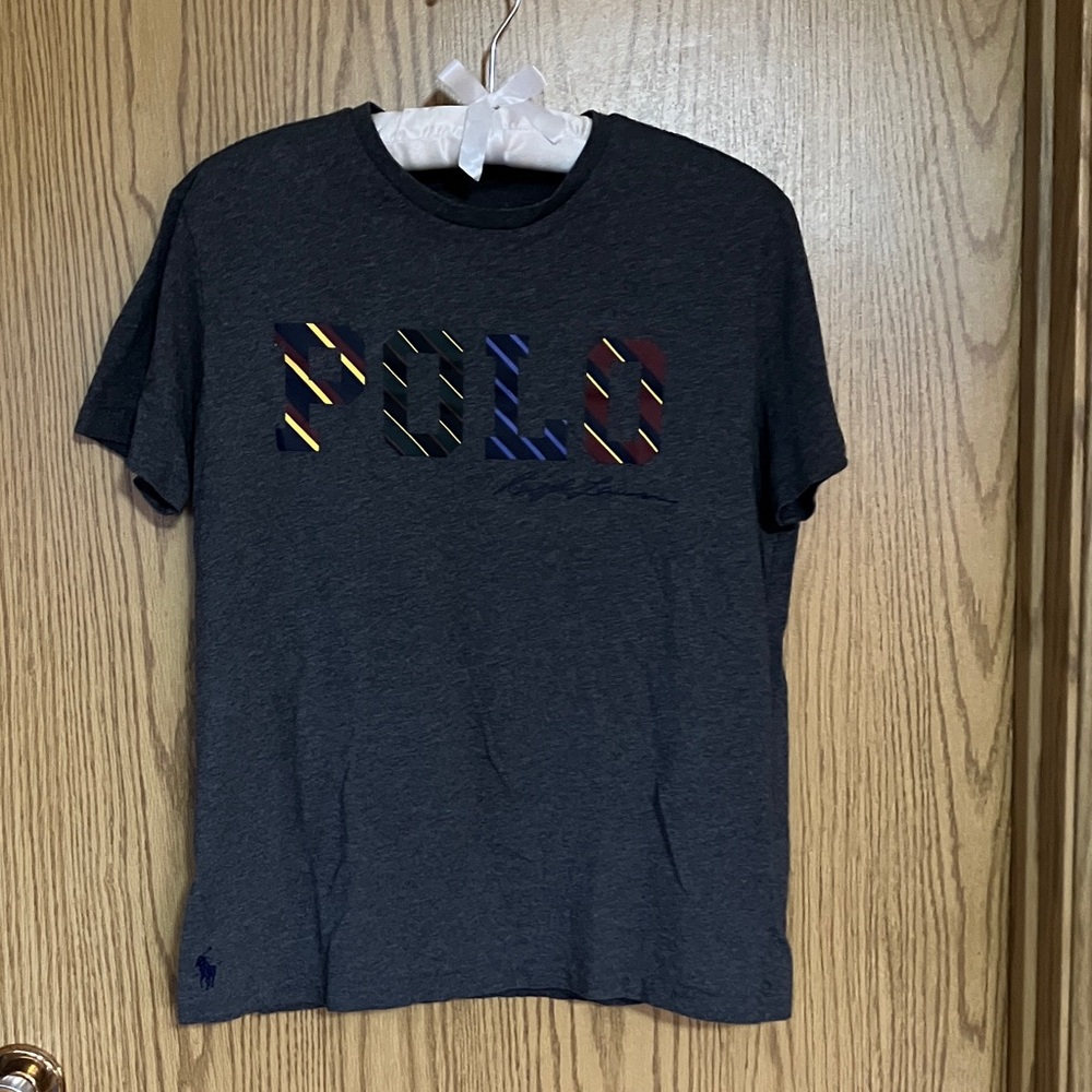 Polo by Ralph Lauren Charcoal Short Sleeve Tee with Striped 'POLO' Logo